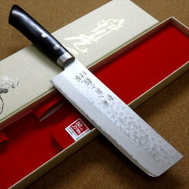 関の刃物 菜切り包丁 16.5cm (165mm) 富士觀 鍛錬 17層ダマスカス VG-10ステンレススチール V金10号 積層強化木ハンドル 家庭用の野菜全般を切る両刃包丁 キャベツの千切り 大根のかつらむきなど 国産日本製