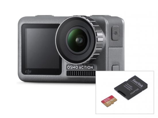 超極小 dji アクションカメラ 動画撮影 デュアルモニター DJI SDカード ACTION 大人も着やすいシンプルファッション + 激安大特価 OSMO 64GB micro