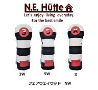 【人気商品！】エヌイーヒュッテ N.E.Hutte フェアウェイウッド ヘッドカバー ネイビーホワイト 帆布キャ…