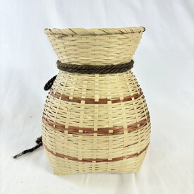 竹製 ビク 線入 50-287 / 魚 魚入れ 魚取り 川魚 海釣り 川釣り うなぎ ウナギ 鰻 胴 腰巻く 釣り具 釣具 ひも付き ロープ 腰ビク 腰びく