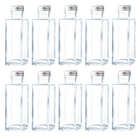 ハーバリウム 瓶 ガラス瓶　透明瓶　角瓶・SSE-100A 114ml-10本セット- glass bottle ドレッシング　タレ　オイル