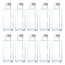 ハーバリウム 瓶 ガラス瓶　透明瓶 六角形 SSF-100A-10本セット- 114ml glass bottle ドレッシング　タレ　オイルなどで使える