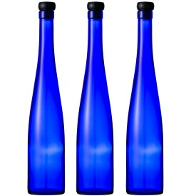 ガラス瓶 酒瓶 焼酎瓶 ブルーボトル 375モーゼルCBT 木口 コルク付 375ml -3本セット- blue glass bottle
