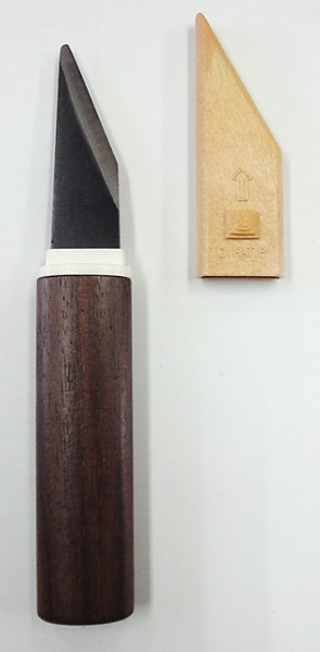 義春（よしはる）ペナント切出しペナント切出ナイフ WB-400木柄 プラサヤ 2層鋼