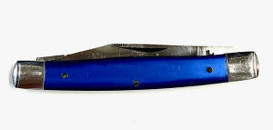 【1本のみメール便 270円 対応商品】折り畳み式ナイフプラスチック風防Knife青色アウトドア昭和レトロ日本製【1N-3-B】