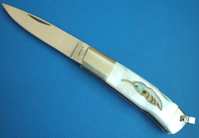 楽天市場】MOKI モキMK-810ELリーフ 白蝶貝フォールディングナイフ 