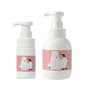 【おトクな2種セット】石けんワークス 詰め替え用 泡ボトル 100mL ミニタイプ (P) + 350ml サイズ (容器デザイン - 「やぁ!」/ 公園遊び 、 アウトドア 、 通勤 ・ 通学 、 旅行 、 キッチン 、