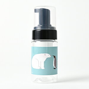 石けんワークス 詰め替え用 泡ボトル 100mL サイズ( 透明 )/シロクマとペンギン「お話中 」(rCbt10dp09/10/11/12)( 中身別売 / 日本製 / 泡用ディスペンサー / 使用場所 : 公園遊び、キャンプ、