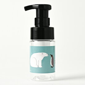 石けんワークス 詰め替え用 泡ボトル 100mL ミニタイプ (P)（ 透明 ）/シロクマとペンギン「お話中 」（r Pbt10dp009）（ 中身別売 / 日本製 / 泡用ディスペンサー / 使用場所 : 公園遊び 、 アウトドア 、 旅行 、 キッチン 、 トイレ 、 洗面所 におすすめ