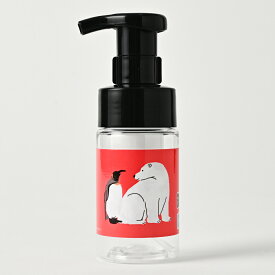 石けんワークス 詰め替え用 泡ボトル 100mL ミニタイプ (P)（ 透明 ）/シロクマとペンギン「調子はどう？ 」（r Pbt10dp012）（ 中身別売 / 日本製 / 泡用ディスペンサー / 使用場所 : 公園遊び 、 アウトドア 、 旅行 、 キッチン 、 トイレ 、 洗面所 におすすめ