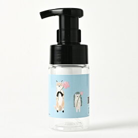 石けんワークス 詰め替え用 泡ボトル 100mL ミニタイプ (P)（ 透明 ）/「ホリゾンブルー（キツネとハリネズミ）」（rPbt10dp026）（ 中身別売 / 日本製 / 泡用ディスペンサー / 使用場所 : 公園遊び 、 アウトドア 、 キッチン 、 トイレ 、 洗面所 におすすめ）