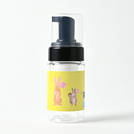 石けんワークス 詰め替え用 泡ボトル 100mL ミニタイプ (P)（ 透明 ）/ 持ち運び用 キャップ付き / お花をどうぞ - ライムグリーン」（rCbt10dp027）（ 中身別売 / 日本製 / 泡用ディスペンサー / 使用場所 : 公園遊び 、アウトドア 、旅行 、 洗面所 におすすめ）