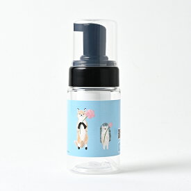 石けんワークス 詰め替え用 泡ボトル 100mL ミニタイプ (P)（ 透明 ）/ 持ち運び用 キャップ付き/「ホリゾンブルー（キツネとハリネズミ）」（rCbt10dp026）（ 中身別売 / 日本製 / 泡用ディスペンサー / 公園遊び 、アウトドア 、旅行 、 洗面所 におすすめ）