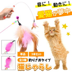 【楽天ランキング入賞】 猫 おもちゃ 猫じゃらし 釣り竿 鈴付 3本セットあり 選べる 羽根 ねずみ 小魚 ワイヤー ロング 87cm ストレス解消 運動不足解消 ひとり遊び 人気 かわいい ペット用品 ネコ トイ 壊れにくい