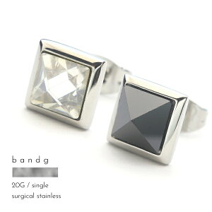 ピアス スタッド ステンレス サージカルステンレス 医療用ステンレス 316L 金属アレルギー アレルギーフリー ジルコニア スクエア シンプル ブラック クリア 片耳用 メンズ レディース 大き