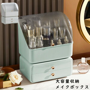 【新発売限定記念価格!】メイクボックス 大容量 卓上 プラスチック 大きめ メイク道具収納 コスメ収納 化粧品収納 コスメボックス 透明 かわいい 化粧品 収納 透ける 中身が見える 2段 二