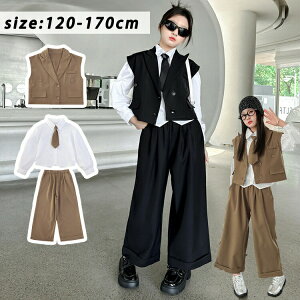 【新発売限定記念価格!】卒業式 パンツスーツ 小学校女子 女の子 160 卒服 小学生 ジュニア ベスト パンツ シャツ ネクタイ 3点セット 韓国 ピアノ発表会 卒園式 卒業式 結婚式 イベント 洋