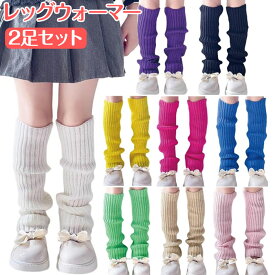 【楽天3冠達成】2足セット レッグウォーマー キッズ 子供 ガールズ 女の子 カラフル レッグウォーマー ニット ネオンカラー ルーズソックス 蛍光 派手 ダンス 衣装 暖かい フリーサイズ 小学生 中学生 秋冬 可愛い 寒さ対策 通学 通園 靴下 登園