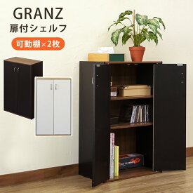 [5%クーポン有] カラーボックス カラーBOX 収納 シェルフ キャビネット タンス チェスト 棚 扉付棚 DVD CD収納 コミック 隠せる カウンター下 扉付き 引き戸 A4 おしゃれ 漫画 絵本 単行本 収納ラック 開き戸 両開き GRANZ 可動棚付き 2枚 50