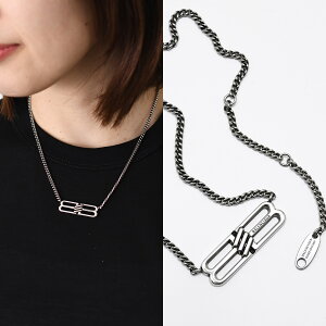 �y5/12�V���ׁzBALENCIAGA �o�����V�A�K �l�b�N���X �A�N�Z�T���[ BB ICON 696223 TZ99I ���f�B�[�X ���j�Z�b�N�X �V���o�[ �^�J �`�F�[���l�b�N���X �J�j�J������ ���S ����