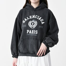 BALENCIAGA バレンシアガ パーカー スウェット トップス トレーナー COLLEGE ロゴ フーディー 697874TMV99 レディース コットン ロゴ 新作 ブラック フード おすすめ rc0420 LAST1