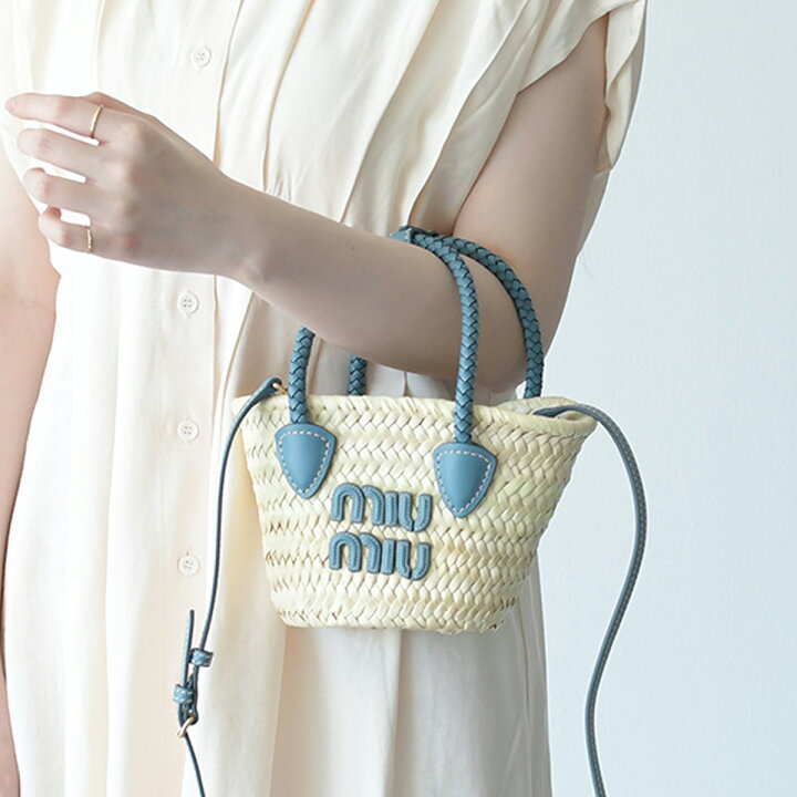 楽天市場】MIU MIU ミュウミュウ バッグ かごバッグ ラフィア ミニかご  