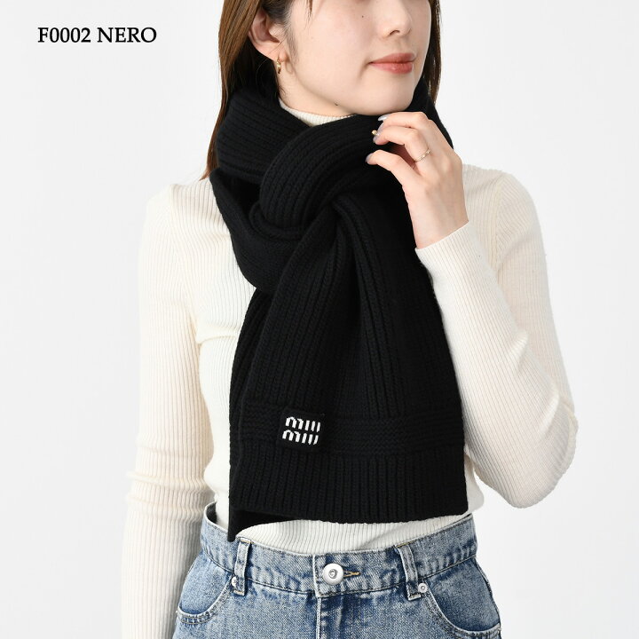 楽天市場】MIU MIU ミュウミュウ マフラー カシミヤ混ウール ロゴ 