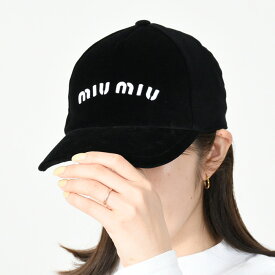 MIU MIU ミュウミュウ 帽子 ベロア ベースボールキャップ 5HC179 068 レディース NERO BIANCO ブラック ホワイト キャップ ロゴ シンプル カジュアル おすすめ ギフト プレゼント