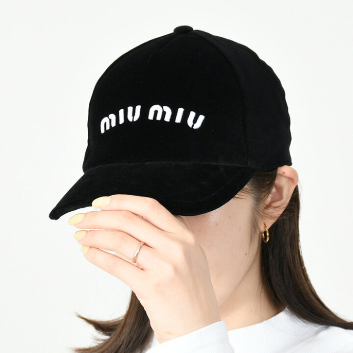 楽天市場】MIU MIU ミュウミュウ 帽子 ベロア ベースボールキャップ  