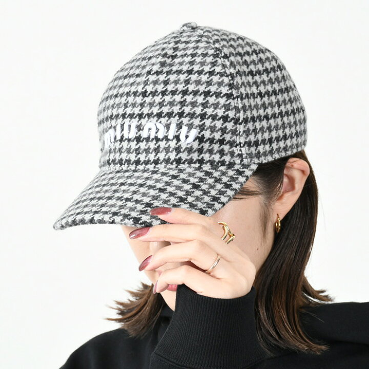 楽天市場】MIU MIU ミュウミュウ 帽子 キャップ チェックウールCAP 