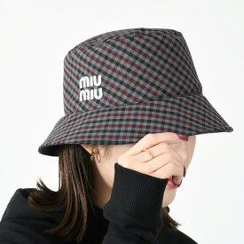 MIU MIU ミュウミュウ 帽子 ハット ギンガムチェック バケットハット 5HC196 2F84 レディース 女性 GRANATO ボルドー バケハ チェック 人気 おすすめ ギフト プレゼント