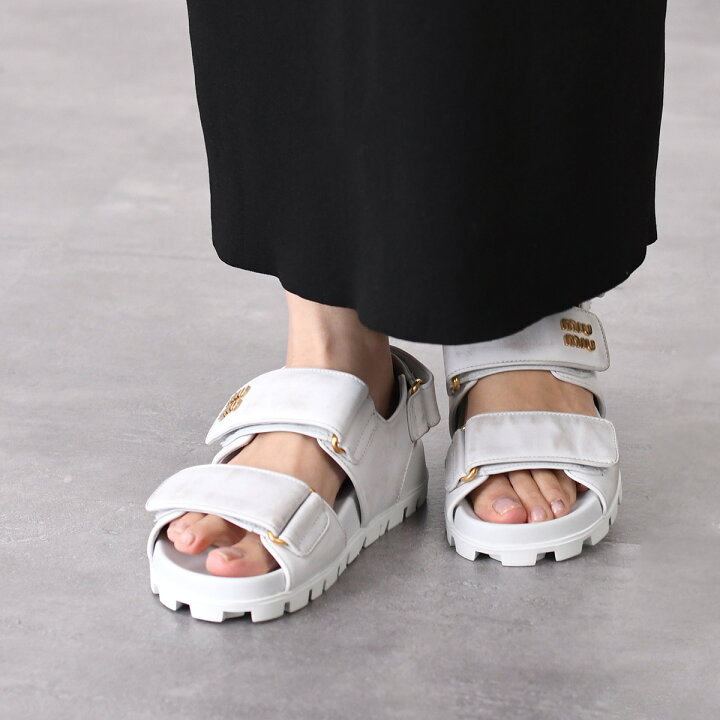楽天市場】MIU MIU ミュウミュウ サンダル レザーサンダル ダブル 