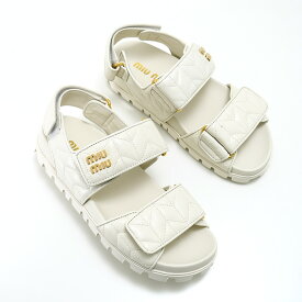 MIU MIU ミュウミュウ シューズ スポーティ マテラッセレザー サンダル 5X135E 88 レディース ホワイト マテラッセ スポーツサンダル ロゴ