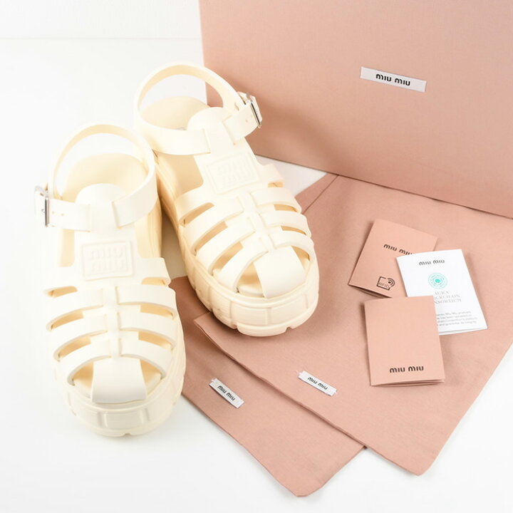 楽天市場】【最大10,000円OFF】MIU MIU ミュウミュウ サンダル 