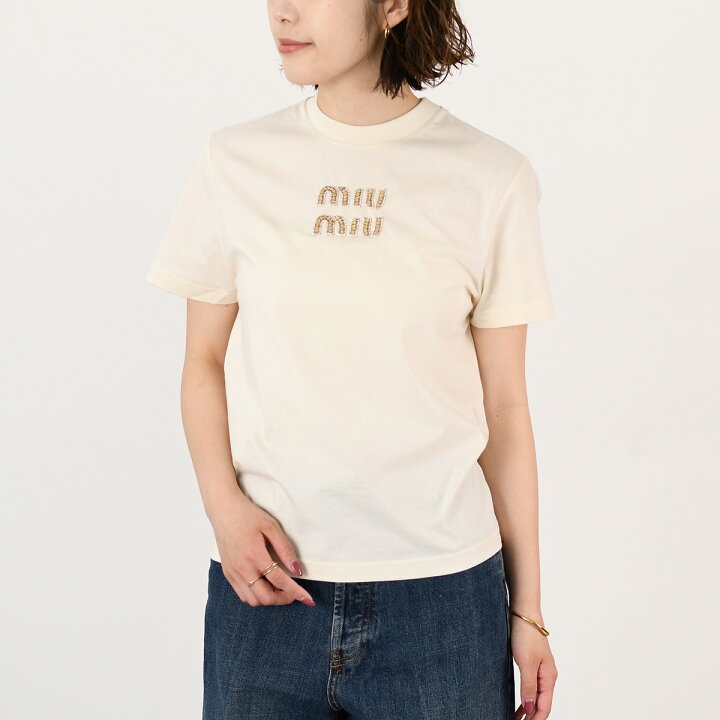楽天市場】MIU MIU ミュウミュウ トップス ジャージー Tシャツ MJN499 