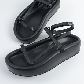 MM6 MAISON MARGIELA エムエムシックス メゾン マルジェラ サンダル シューズ プラットフォーム ウェビングサンダル S59WP0205 P6383 レディース ブラック レザー レザー カレンダータグ 春夏