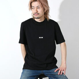 【T-SHIRTS 2BUYクーポン配布中】MSGM エムエスジーエム Tシャツ ロゴT クレスト メンズ MINI シンプル ロゴ 白T 男性 半袖 春 夏 ギフト 2000 MM500 ブラック ホワイト プレゼント おすすめ tshirtcp