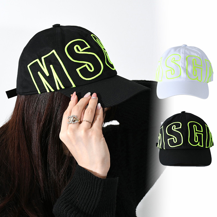 MSGM エムエスジーエム キャップ 帽子 ロゴ MDL01 MAXI CAP ユニセックス 男女 白 黒 WHITE BLACK イエロー  ベースボールキャップ 刺しゅう ストリート アイコニック ロゴ プレゼント おすすめ | セレクトショップFELICE