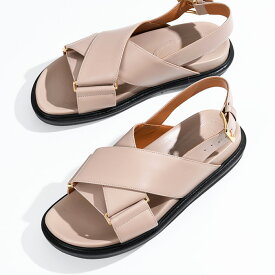 MARNI マルニ シューズ サンダル レザー製クリスクロスサンダル FUSSBETT フスベット FBMS005201P3614 レディース BEIGE ベージュ 靴 メタル バックル フラット ストラップ カーフレザー 春夏 おすすめ 人気 rc0420