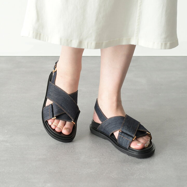 楽天市場】MARNI マルニ 靴 クロスストラップサンダル FUSSBETT  