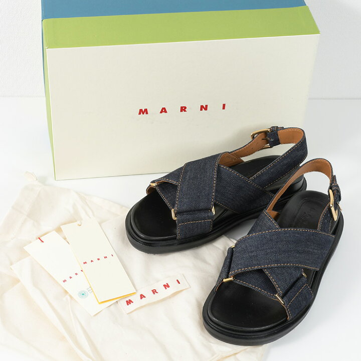 楽天市場】MARNI マルニ 靴 クロスストラップサンダル FUSSBETT  