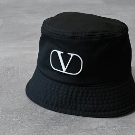 VALENTINO バレンチノ ヴァレンティノ 帽子 ハット バケットハット HGA11 RLZ メンズ ユニセックス ブラック バケハ Vロゴ シンプル カジュアル おすすめ プレゼント