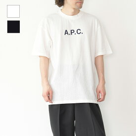 A.P.C. アーペーセー Tシャツ MORAN T-SHIRT COGAF H26245 メンズ AAD ホワイト 白 LZZ ブラック A.P.C ロゴ クルーネック コットン メッシュ トップス 春 夏 シンプル プリント 人気 rc0420