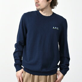 【訳あり】APC アーペーセー トップス ニット セーター COGUQH23213 メンズ ネイビー クルーネック 長袖 紺 ロゴ 秋冬 シンプル カジュアル おすすめ LAST1