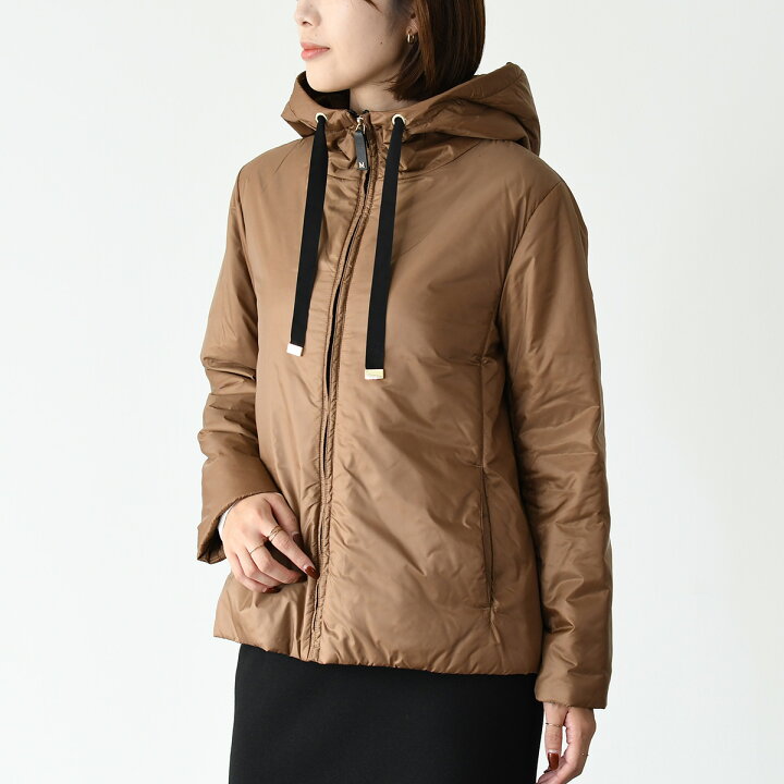 Max Mara フーディ テクニカル キルティング ケープ キャメル（楽天 
