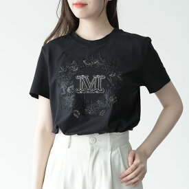 Max Mara マックスマーラ Tシャツ カットソー ELMO テディ コットン ジャージー レディース ブラック 半袖 春夏 カジュアル ビッグロゴ きれいめ incpt