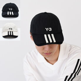Y-3 ワイスリー ベースボールキャップ 帽子 3S CAP JN7183 JM9041 メンズ ユニセックス ブラック オフホワイト コットン ブランド ロゴ ストライプ カジュアル アウトドア スポーツ