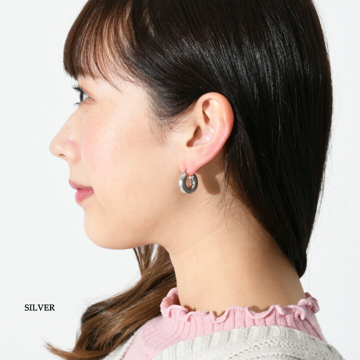 JIL SANDER フープピアス シルバー ブルー