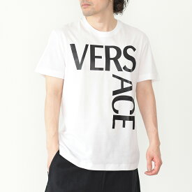 VERSACE ヴェルサーチェ Tシャツ トップス コットン ロゴ 1001288 1A00922 メンズ ブラック コットン ホワイト ヴェルサーチ ロゴ 半袖 ウェア 黒 白 人気 おすすめ プレゼント rc0420