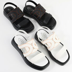 TOD'S トッズ サンダル カットアウトロゴサンダル XXW11K0IF10MID レディース ブラック ホワイト 春夏 ロゴ 0717st2